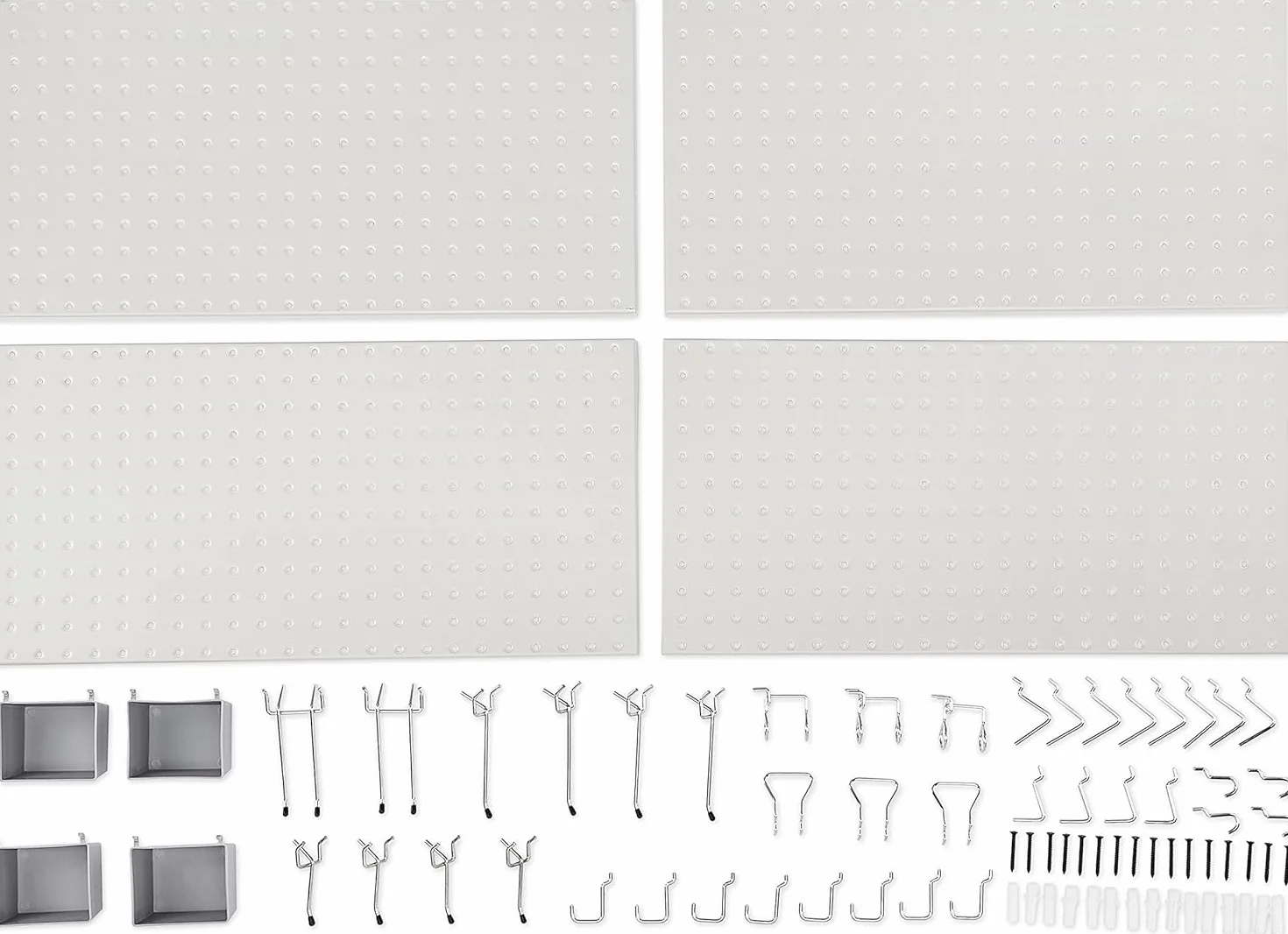 Amazon Basics Rectangular Kit de tablero de clavijas de metal, 48 piezas, Gris