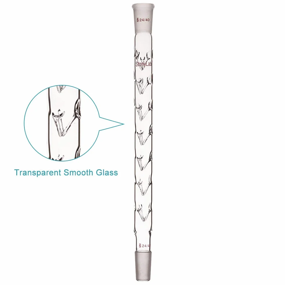 stonylab Columna de Destilación Vigreux, 24/40 300 mm Longitud de Vidrio de Borosilicato Fraccionario Columna de Destilación Columna Vigreux con Sangrías para Laboratorio