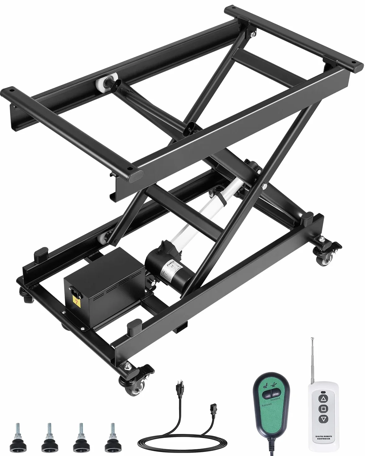 VEVOR Mesa Elevadora Eléctrica de Tijera Simple 150 kg 200-710 mm 4 ruedas Negro