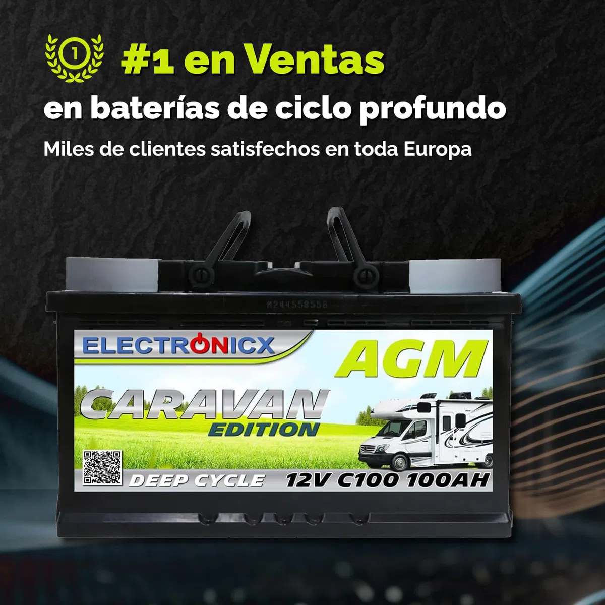 AGM Electronicx 12V 100Ah C100 Deep Cycle Battery Caravan Edition