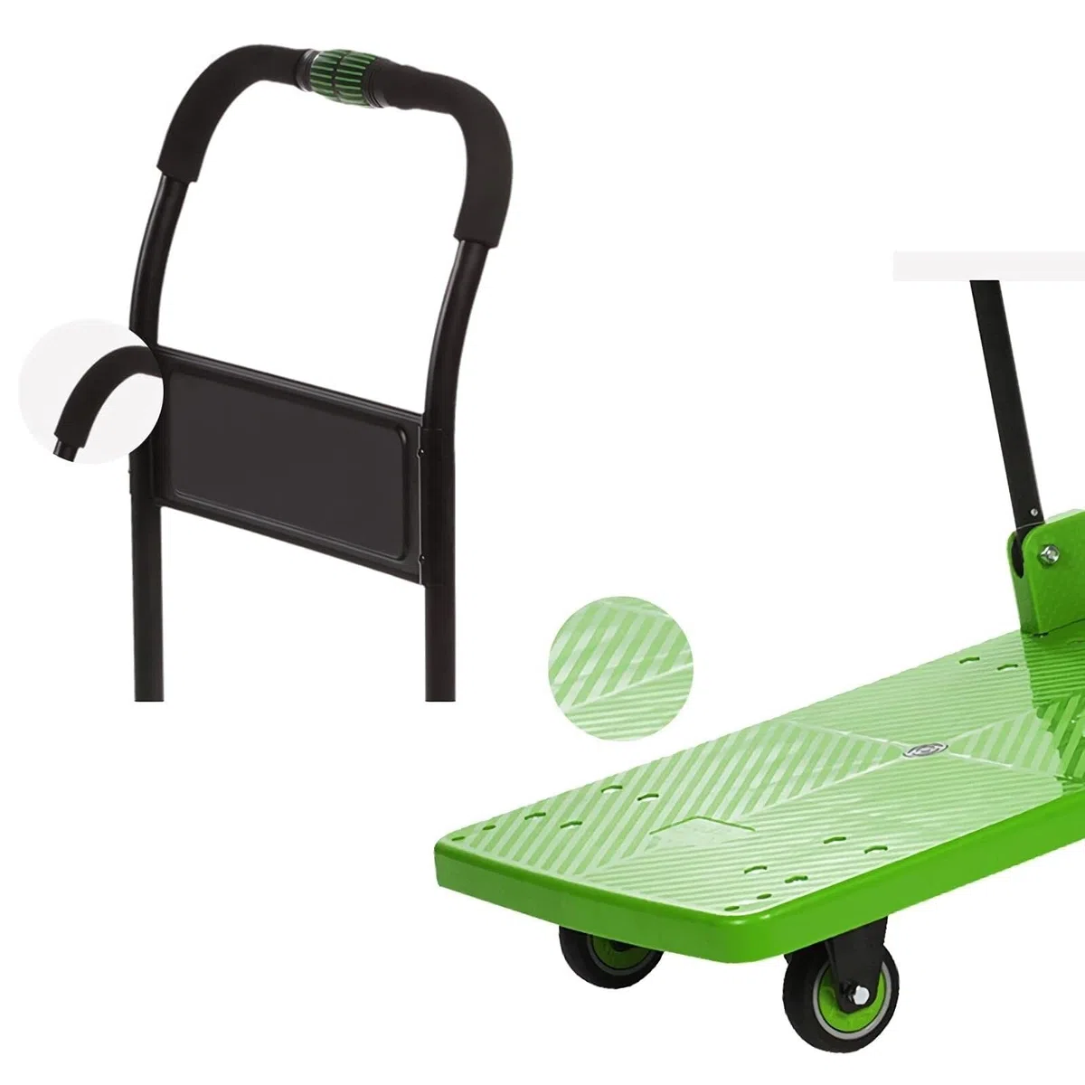 Carretillas Plegables Plataforma Carretilla De Plataforma Manual, Carretilla De Plataforma Plana con Ruedas Y Asa De Metal, Carretilla De Empuje Rodante Carro Transporte(90 * 60)