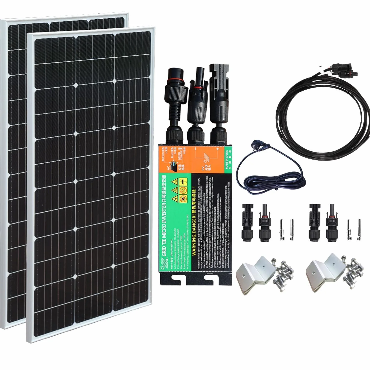 200 W Panel solar con 300 W Inversor, Kit solar independiente completo 220 V, Plug and Play