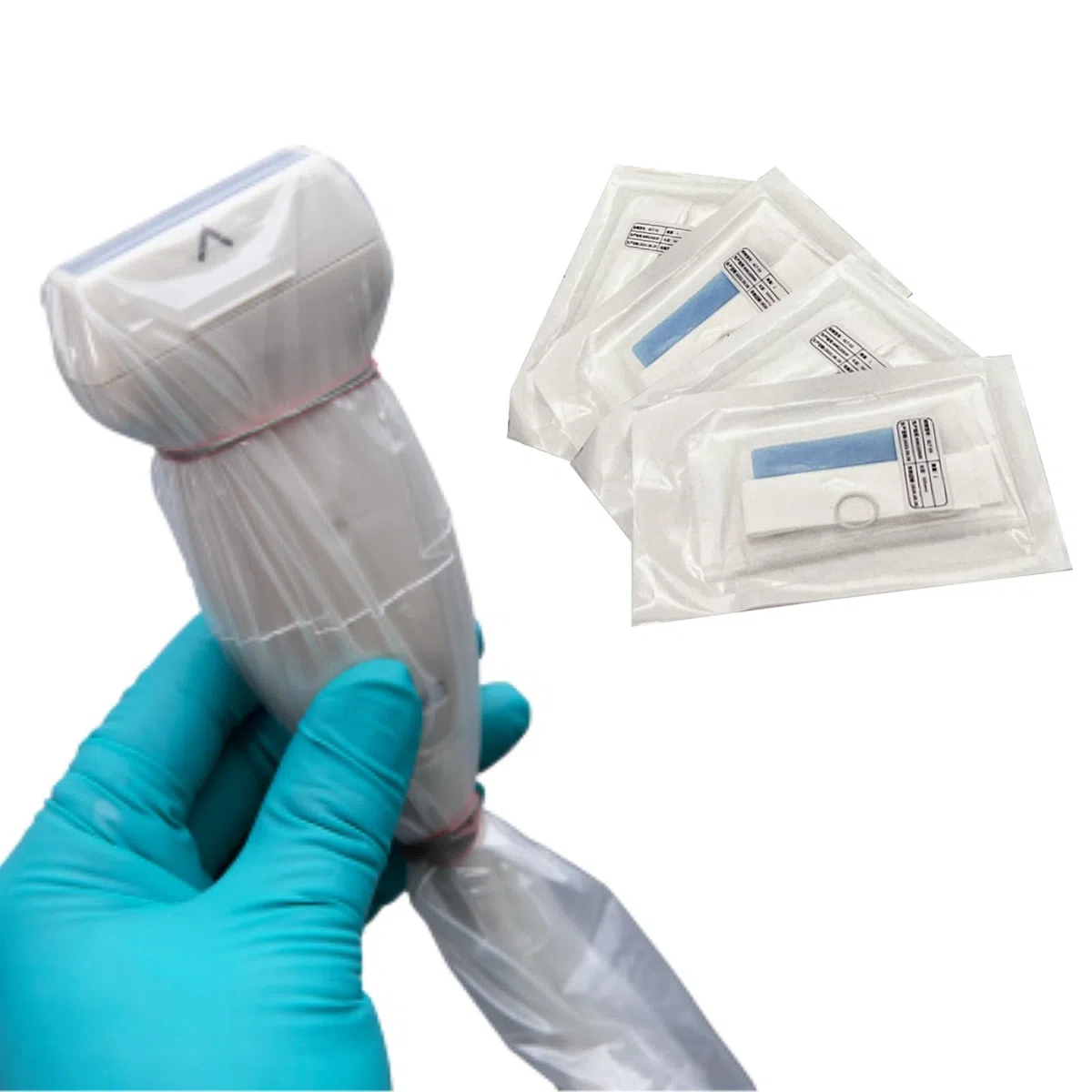 Cubierta de sonda de ultrasonido con adhesivo, estéril y desechable transparente sin látex, embalaje individual (5 x 48 pulgadas)