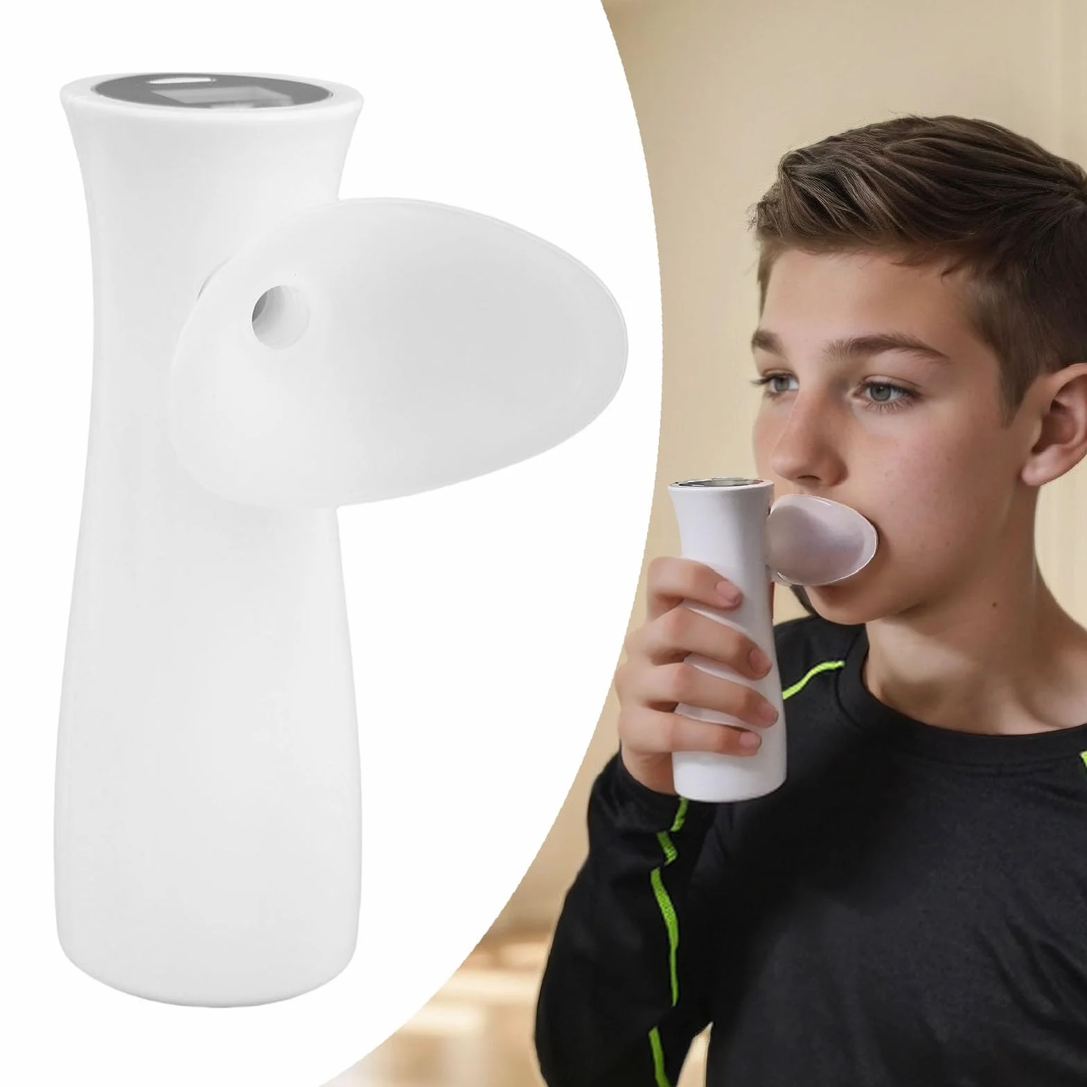 SENECESLI Espirómetro de Incentivo, Dispositivo de Ejercicio de Respiración para Pulmones, Pantalla Grande de Alta Definición, para Atletas y Estudiantes