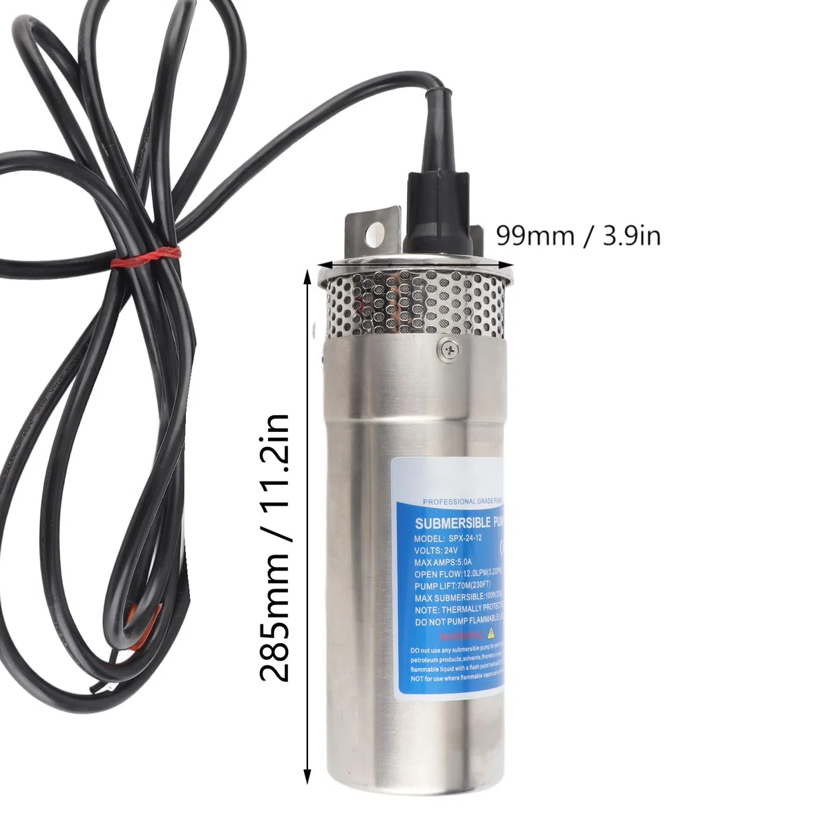 Bomba de agua de pozo sumergible de 24 V, bomba de refuerzo solar Bomba de pozo de acero inoxidable Bomba de refuerzo sumergible Bomba de agua de jardín para uso industrial, riego