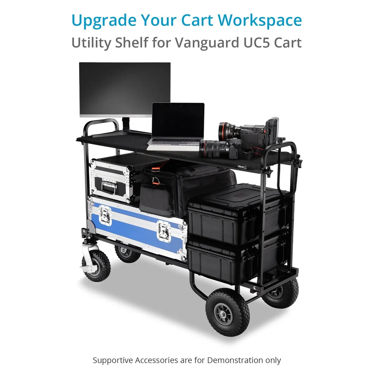 PROAIM Estante de Utilidad para Carrito de producción Vanguard UC5. Altura Ajustable, Estante de Doble Alfombra de Ajuste rápido para configuración extendida o no extendida. Carga útil de hasta 70 kg