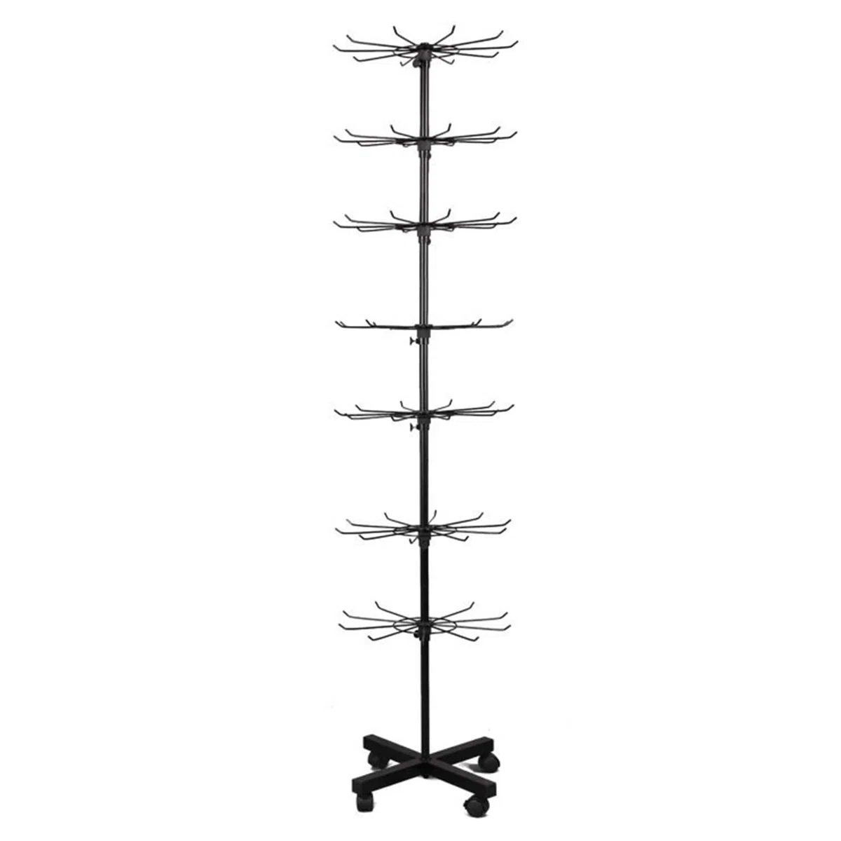 Estante De Exhibición Metálica Para Minoristas,Estantería Giratoria De 7 Niveles,Movibles y Ajustables Para Tiendas y Supermercados,Puede Contener Sombreros,Guantes,Bufandas,Accesorios,Etc.,(Negro)