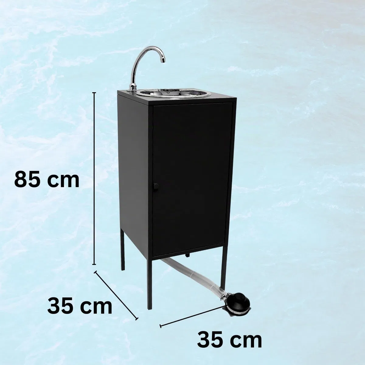 Express Water Noir Plus Fregadero Lavabo Portátil Autónomo Acero Inoxidable Control Pedal Agua Caliente