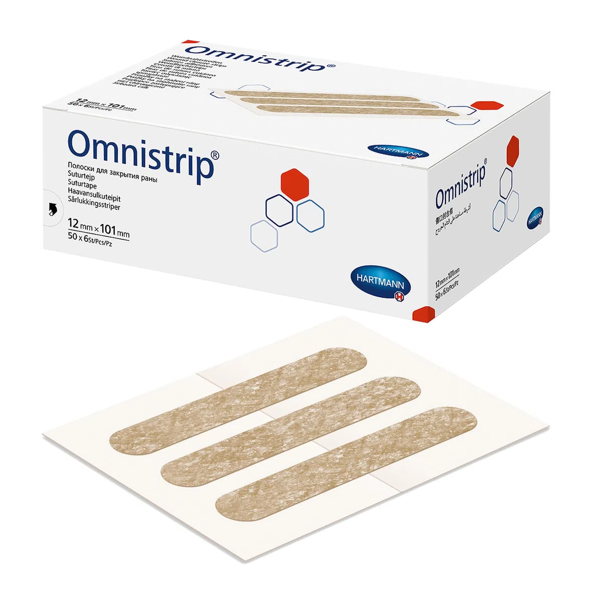 Hartmann Omnistrip - parche para cerrar de forma atraumática pequeñas heridas y incisiones quirúrgicas, 12x101 mm, 59304