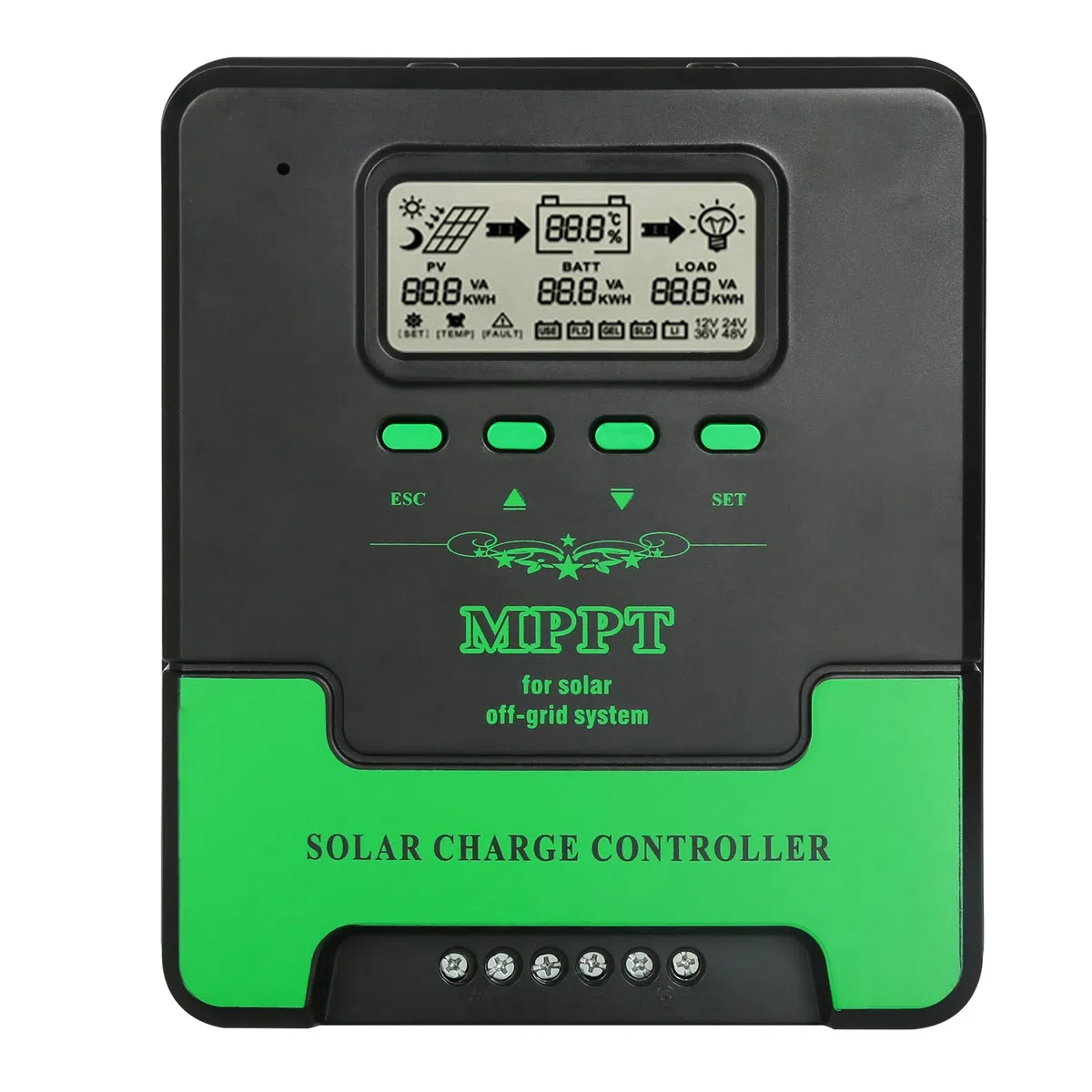BuyWeek 40A Controlador de Carga Solar MPPT, Regulador de Carga Solar 12/24V Automático, Máxima 100V, Pantalla LCD, Controlador Inteligente para Litio Sellada Gel AGM Plomo ácido