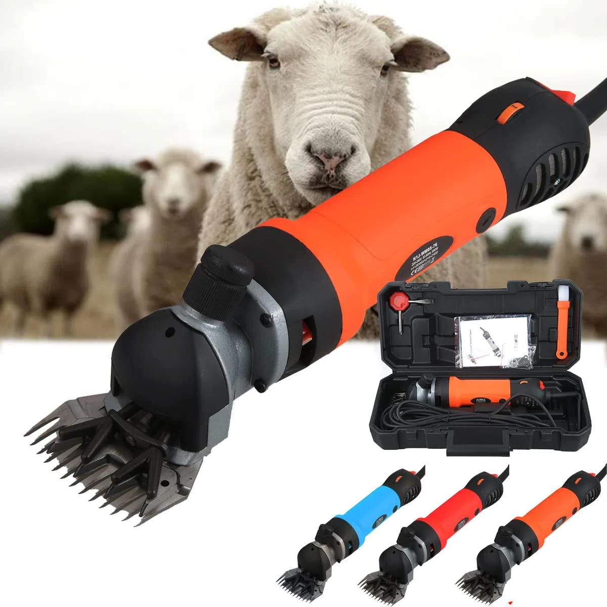 Vinteky 690W - Cortacésped eléctrico de oveja (6 velocidades, ajustable), color naranja