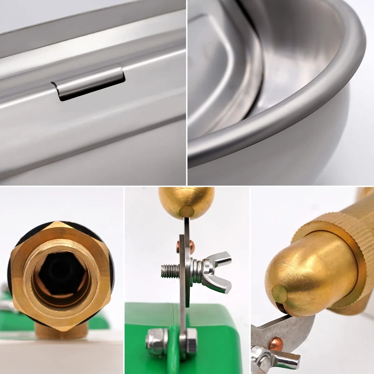 Bebedero Automático de Acero Inoxidable, 2 Válvulas de Flotador de Latón Ajustables con Tapón de Drenaje, Cuenco de Agua para Ganado, Caballos, Perros, Cabras, Ovejas y Cerdos