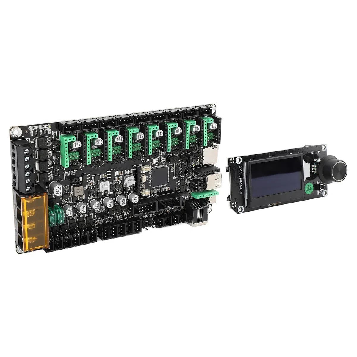 Denash 3D Actualice -Printer -Tax Board Kit para MKS V2 32 Bits con una Pantalla LCD MINI12864 V3.0 Compatible con 2.0 para Impresoras, Entusiastas