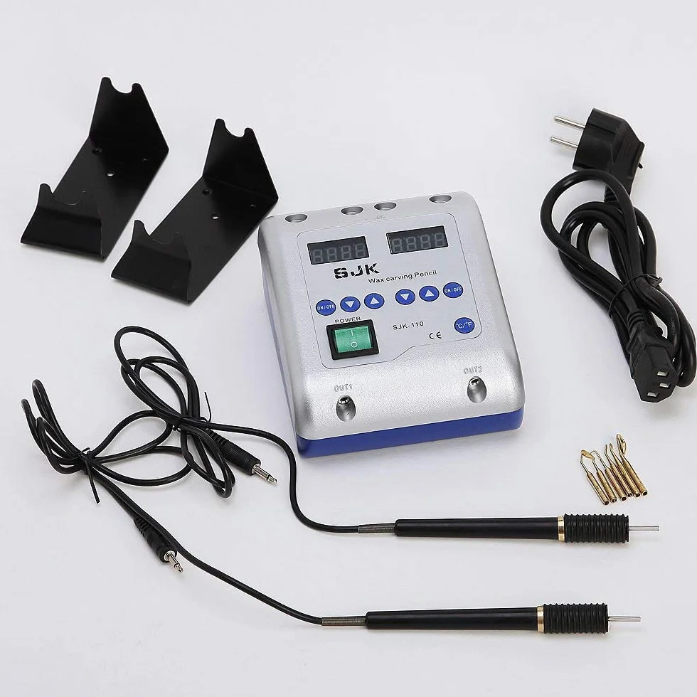 RANZIX Cera eléctrica digital para máquina de cera, cuchillo de trinchar, cuchillo de cera + 6 WaxTips Dental Lab