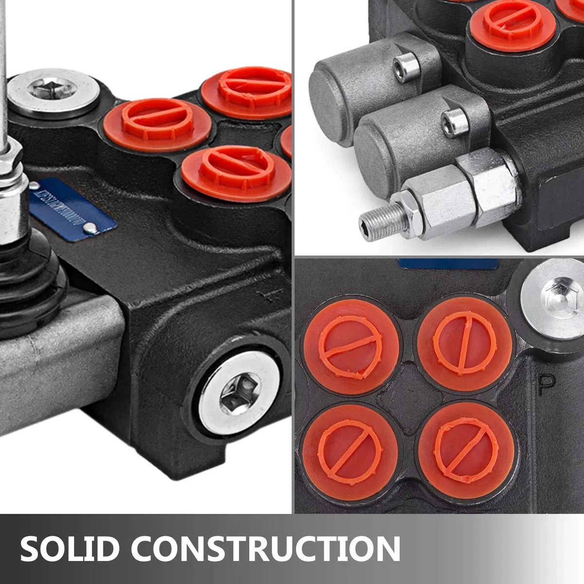 VEVOR Válvula de Control Direccional Hidráulica de 2 Carretes 11 gpm Carrete de Cilindro de Doble Acción, Válvula Control Hidráulico 41 x 13 x 6,5 cm, Negro