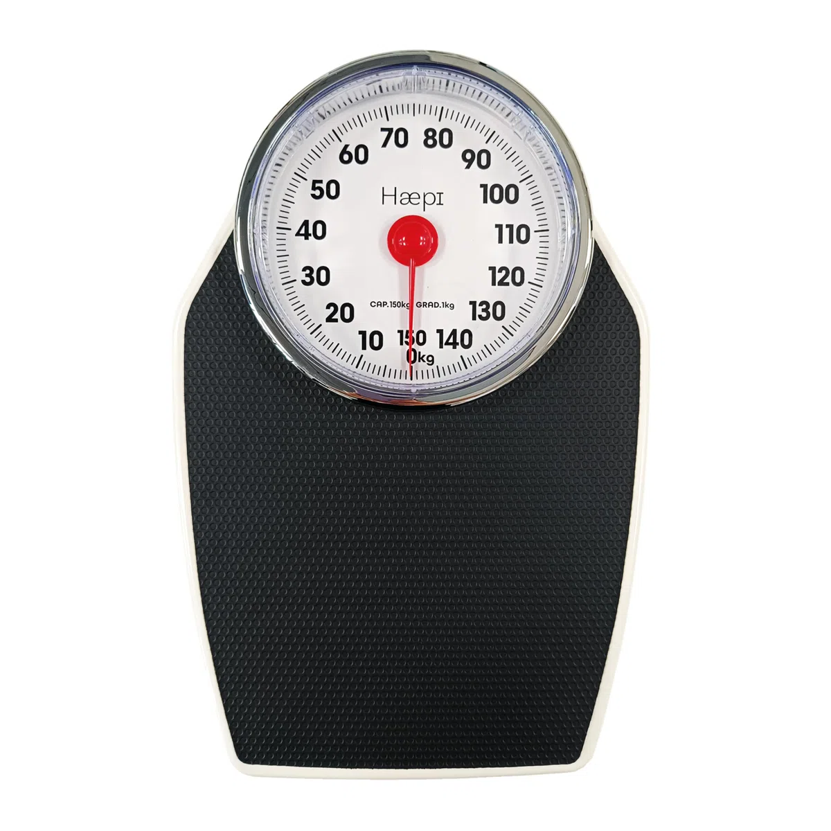 Báscula mecánica con gran bandeja antideslizante, aguja roja fácil de leer, diseño retro, capacidad 150 kg, equilibrio fiable y precisa para el cuarto de baño