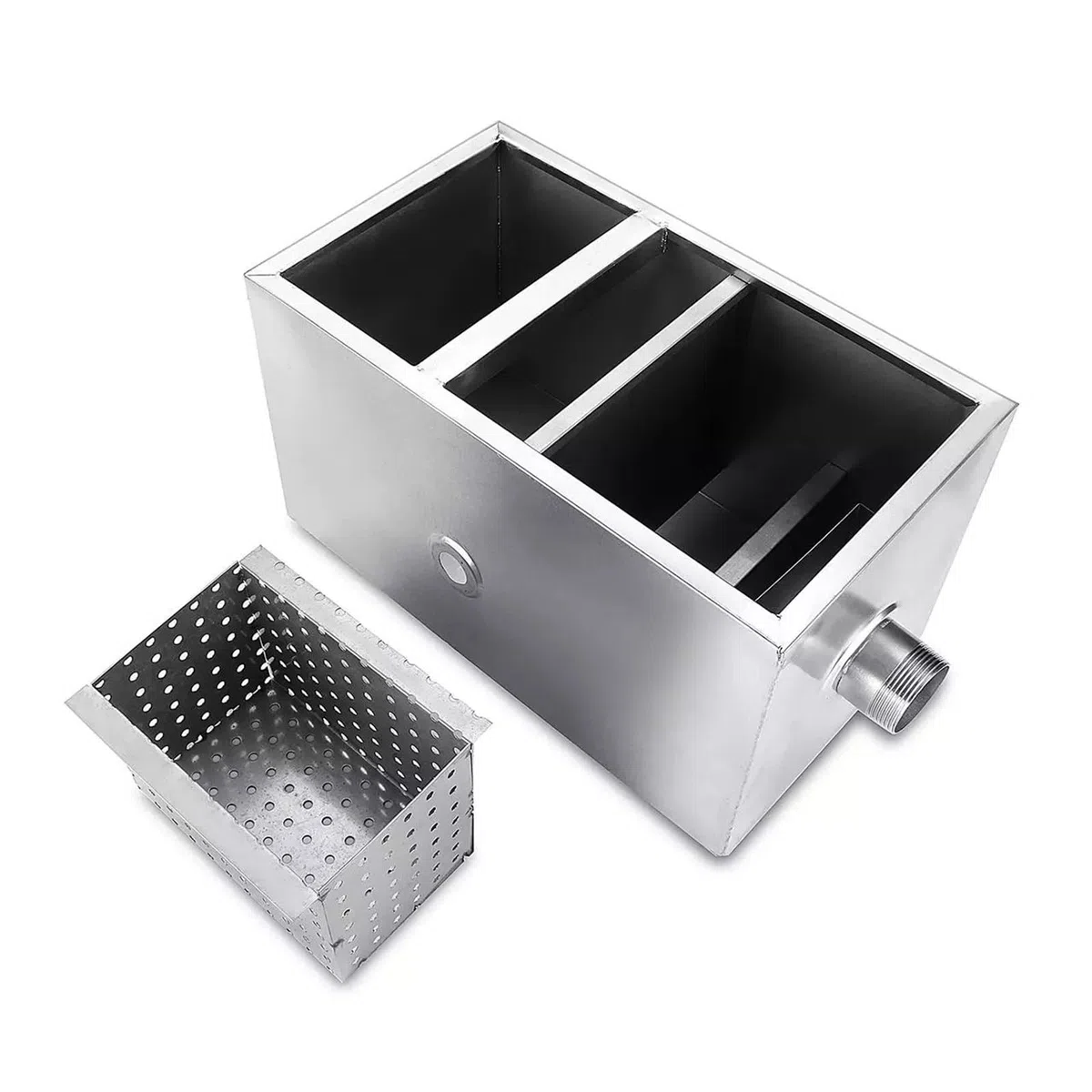 Trampa de grasa, 350*200*200mm acero inoxidable 8LB trampa de grasa Interceptor separador de agua y aceite for restaurante cocina herramientas de tratamiento de aguas residuales ,para cocina de restau
