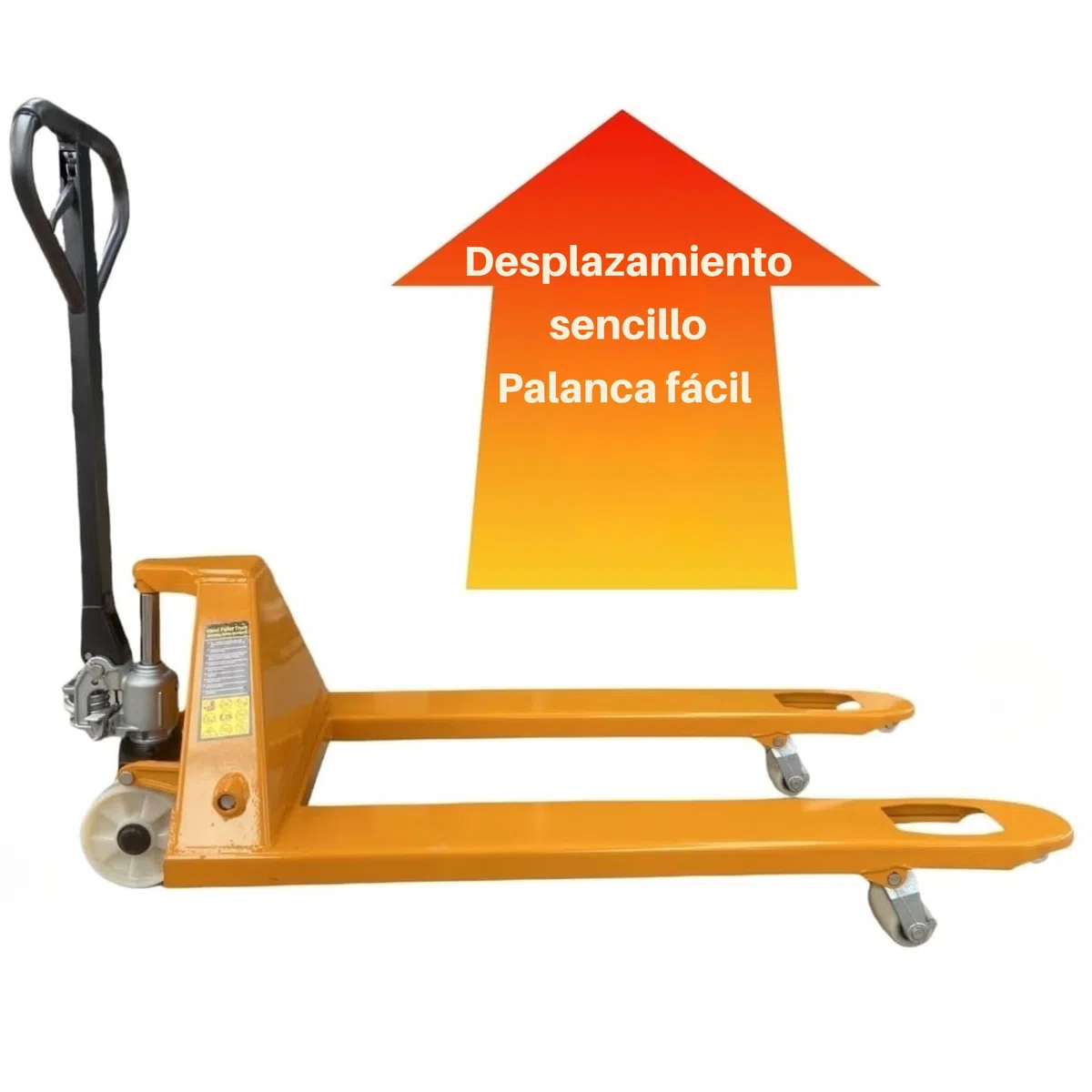 Transpaletas Manuales de Alta Capacidad 2500 kg con Horquilla, Montada y Lista para Usar con Líquido y Ruedas. Transpaleta Manual para Almacén. Acabado en Pintura con Recubrimiento en Polvo