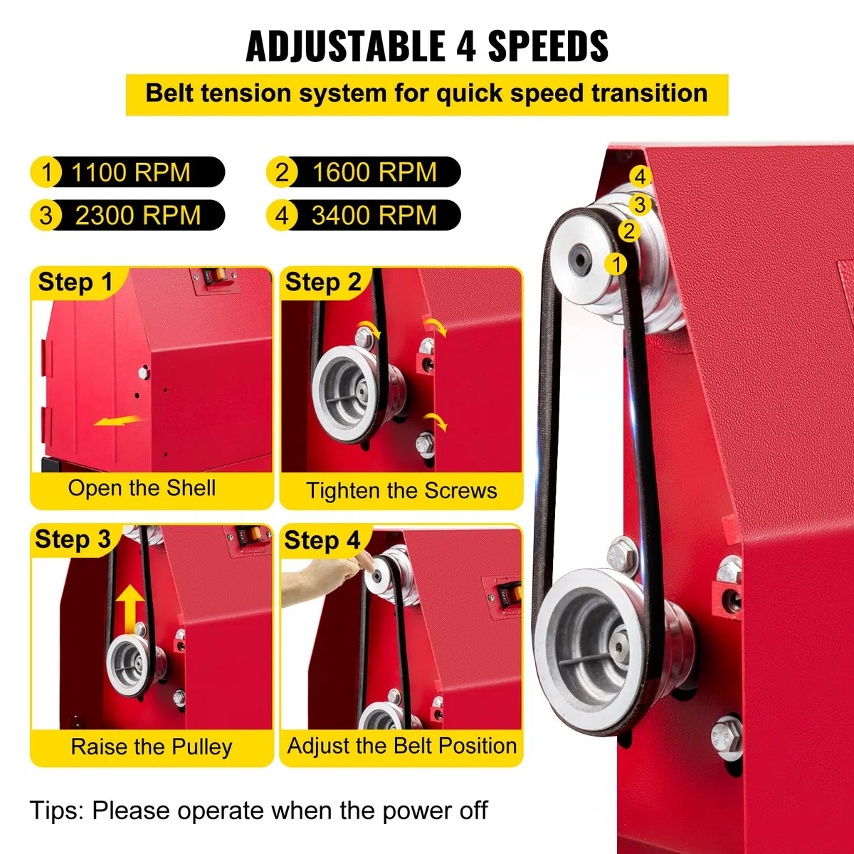 Torno de madera (400 W, 1100 – 3400 rpm, diámetro 350 mm, ancho de jeringa: 1000 mm, disco plano de 140 mm), color rojo