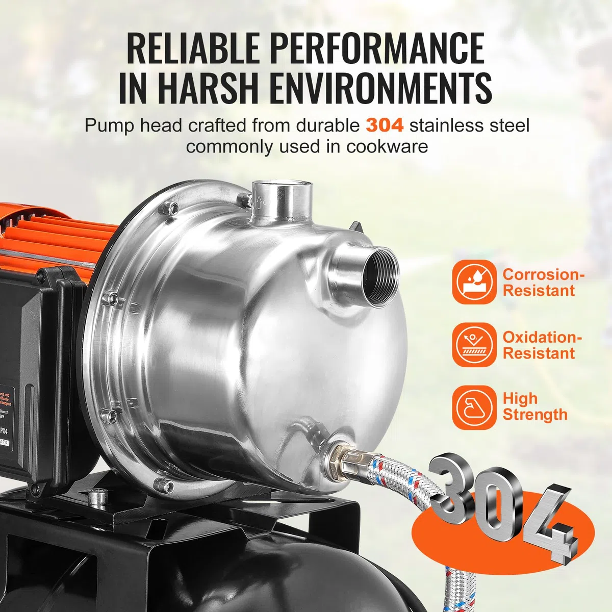VEVOR Bomba para Pozos Poco Profundos de 1176 W 5600 L/H Con Tanque de Presión de 19 L - Refuerzo de Agua de Riego Automática Con Cabezal de Acero Inoxidable para Césped de Jardín