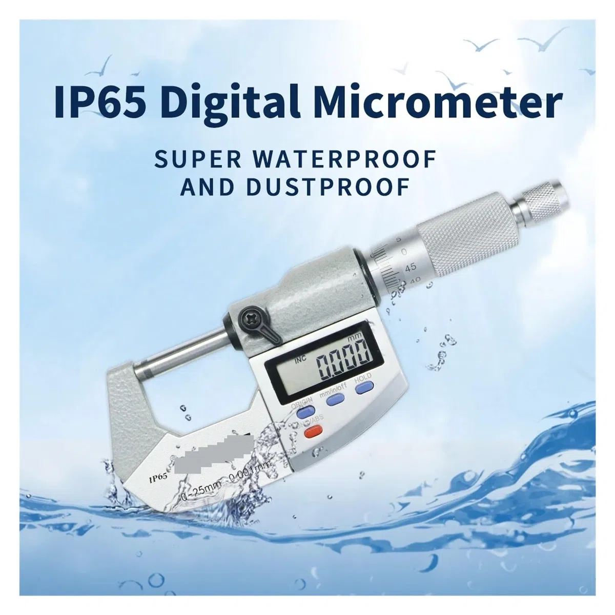 Calibrador micrométrico digital resistente al agua IP65, calibre micrométrico digital electrónico de 0,001 mm, herramientas de medición herramientas de medición(50-75mm)