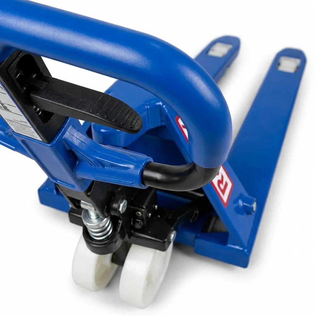 Transpaleta Manual Industrial Azul 2500 Kg con Ruedas de Nylon