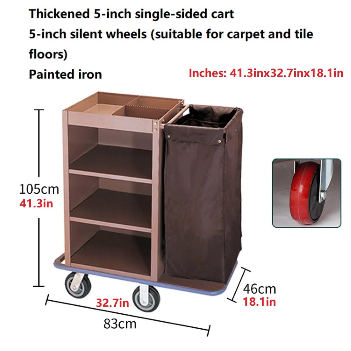Carrito de hotel con cerradura, carrito de limpieza industrial para limpieza doméstica y servicio de habitaciones, solución multifuncional para operaciones de limpieza eficientes