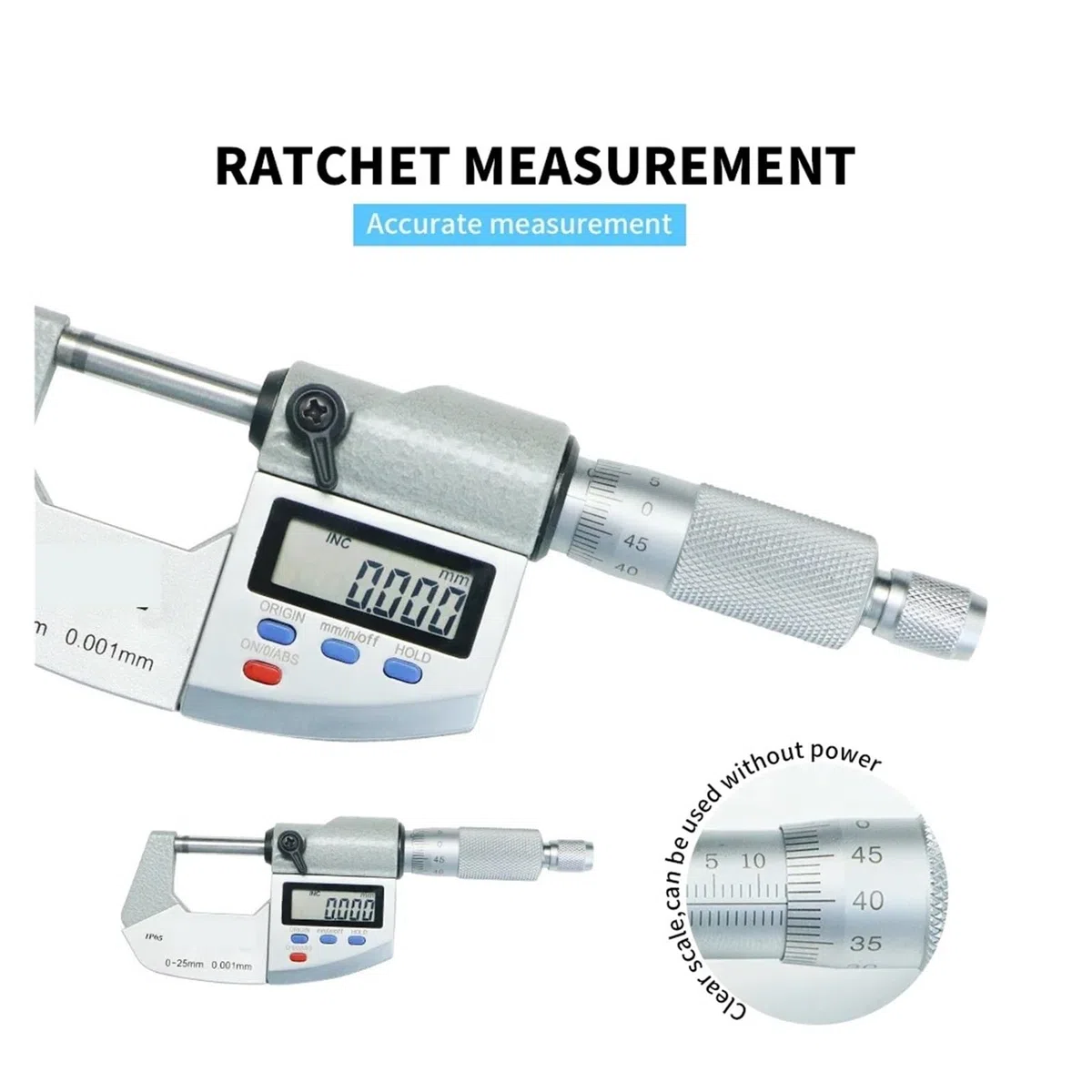 Calibrador micrométrico digital resistente al agua IP65, calibre micrométrico digital electrónico de 0,001 mm, herramientas de medición herramientas de medición(50-75mm)