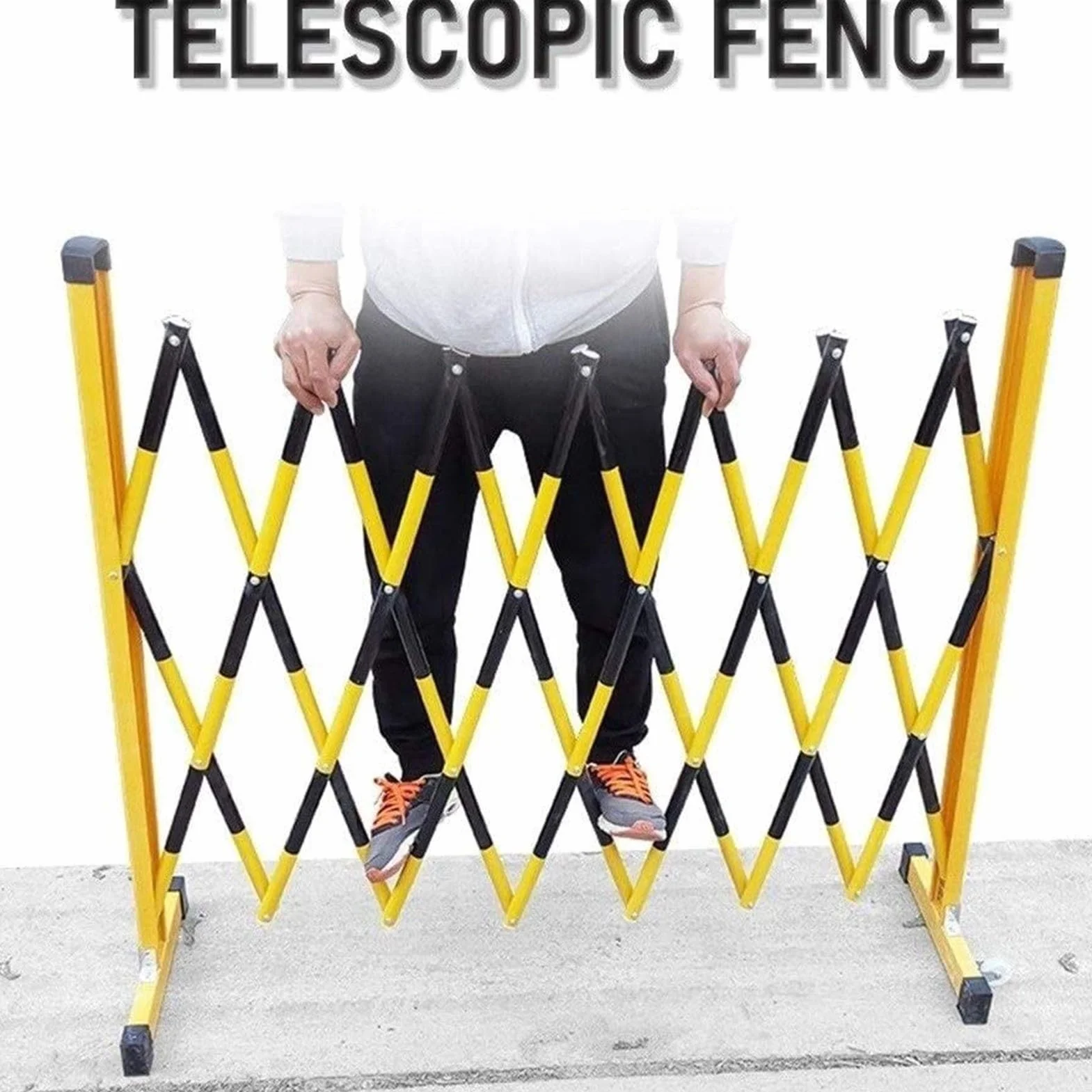 Barrera de seguridad extensible para puerta retráctil, ideal para zonas de trabajo, garajes, muelles de carga. Valla metálica fácil de mover para mayor seguridad.