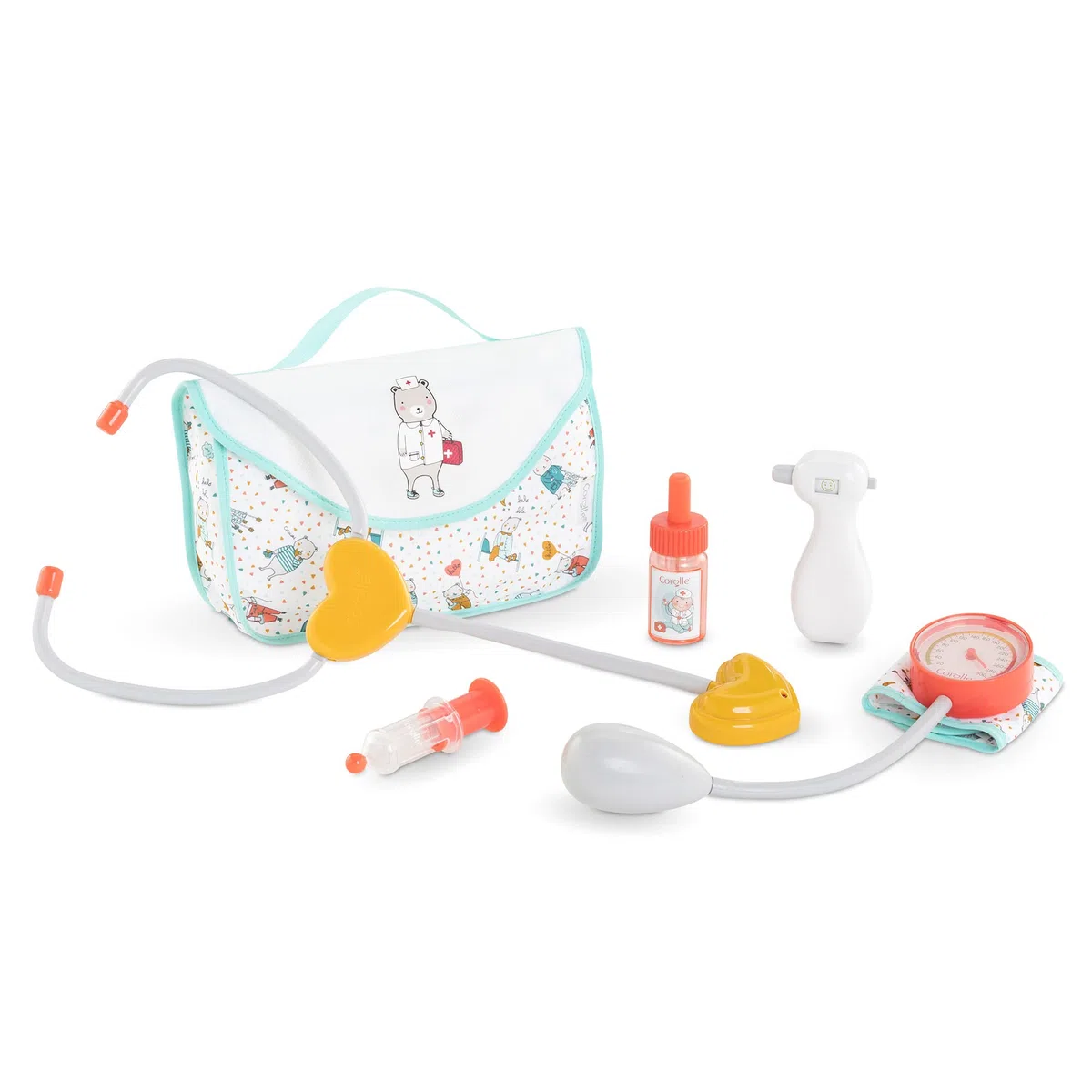 Corolle Set de 6 Piezas de esfigmomanómetro, jeringa, Estetoscopio con función, para muñecas de 30-42 cm, a Partir de 18 Meses