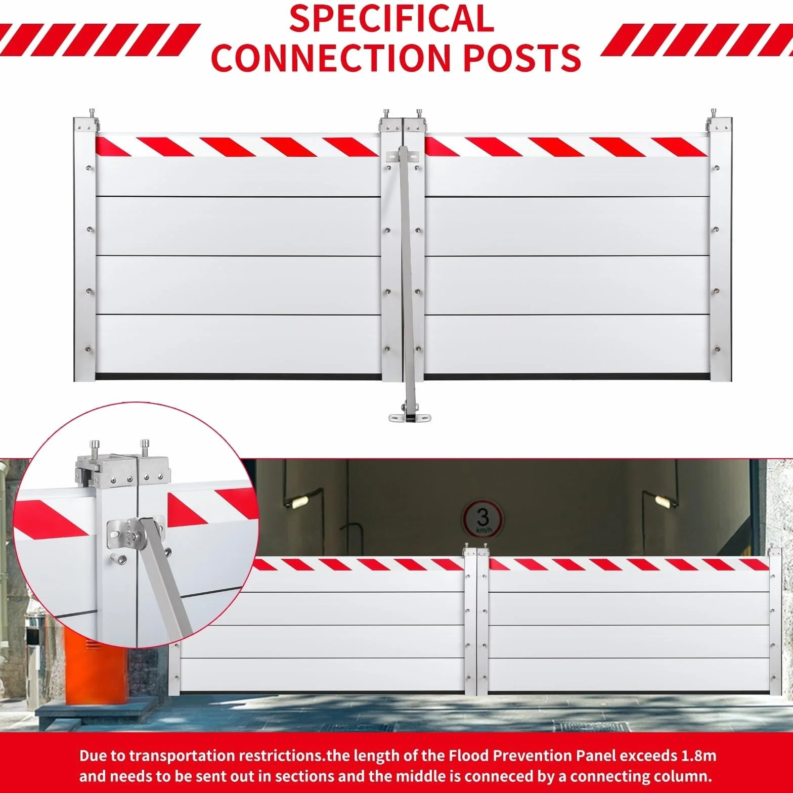 Barrera Anti Inundaciones Casera L 180CM H 20CM Barrera De AleacióN De Aluminio De Defensa Contra Inundaciones En Puertas,Deflector ProteccióN Contra Inundaciones