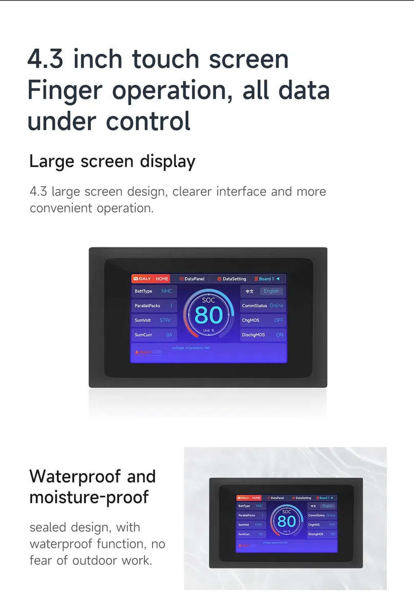 DALY Accesorios Smart BMS, pantalla táctil de 4,3"
