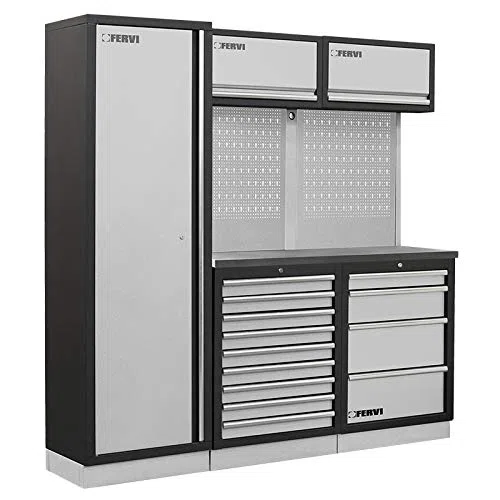 Fervi A008Q - Decoración modular para taller con plataforma de acero inoxidable