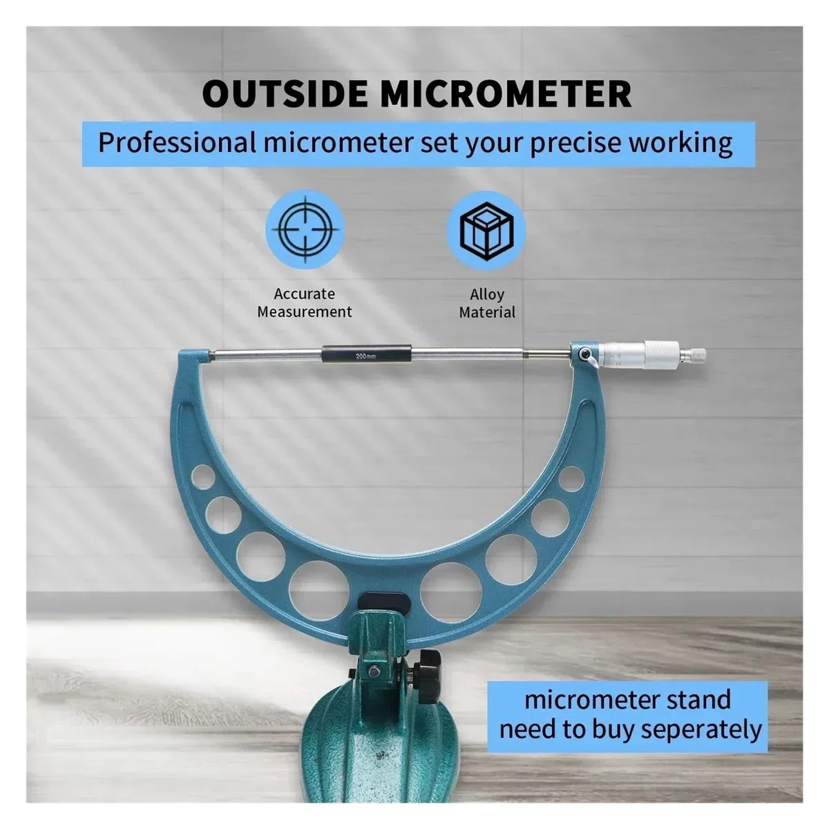 Herramienta de calibre micrométrico exterior de 200-225 mm: instrumento de medición de precisión for proyectos de metalurgia y bricolaje