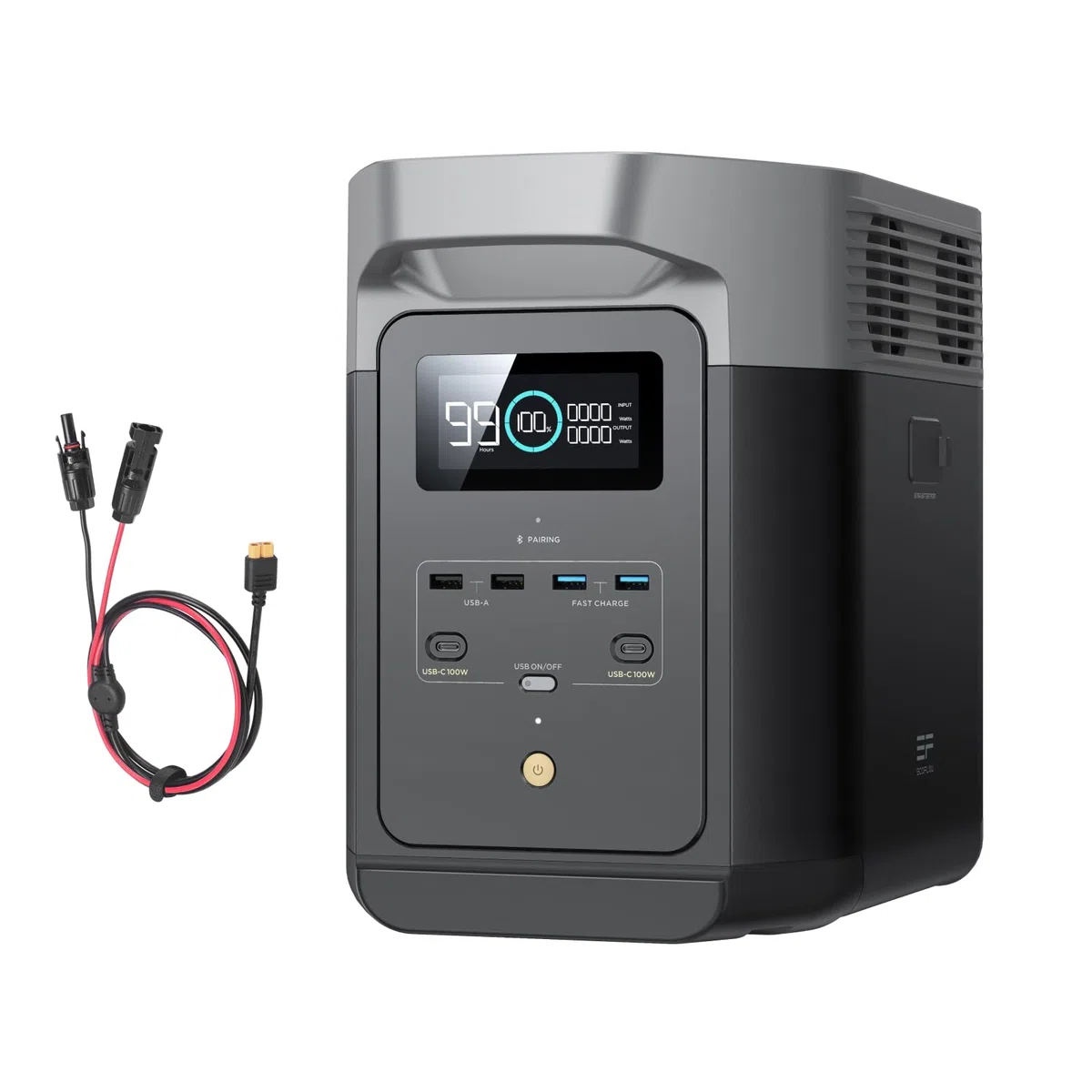 EF ECOFLOW DELTA 2 1024 Wh/Estación de energía portátil con cable XT60i, generador solar con LiFeP04, capacidad ampliable hasta 3 kWh, carga rápida de 0-80% en 50 mins, grupo electrógeno para