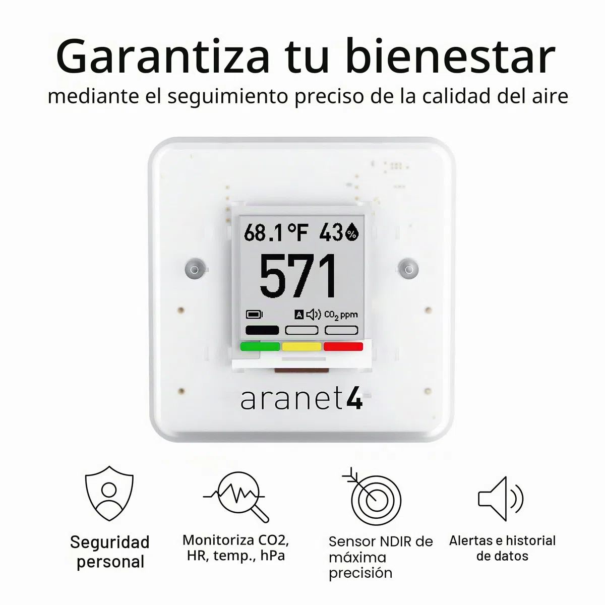 Aranet4 Home: sensor de calidad de aire interior inalámbrico para el hogar, la oficina o la escuela [CO2, temperatura, humedad y más] portátil