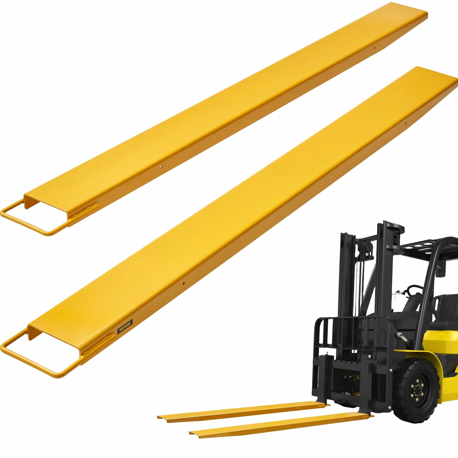 VEVOR Abrazadera de Horquillas de Tractor 1820x140 mm 1 Par de Acero al Carbono Abrazadera en Horquillas de Paletas Carga de 1815 T para Mover y Transportar Cargas Pesadas y Voluminosas, Amarillo