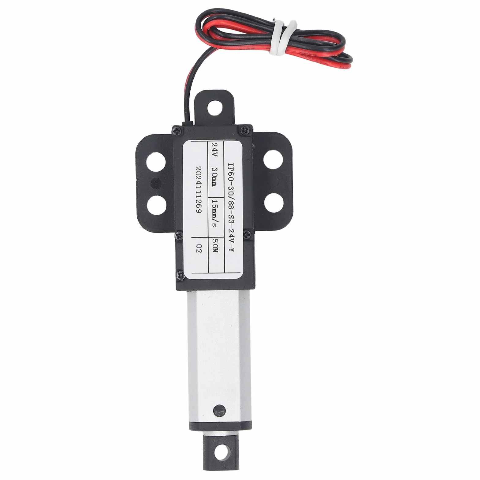 Mini Actuador Lineal Eléctrico de 24 V, Eficiente y Precisa de 30 Mm, con Diseño de Seguridad para la Prueba de Agua IPX4, Material de Aluminio y ABS