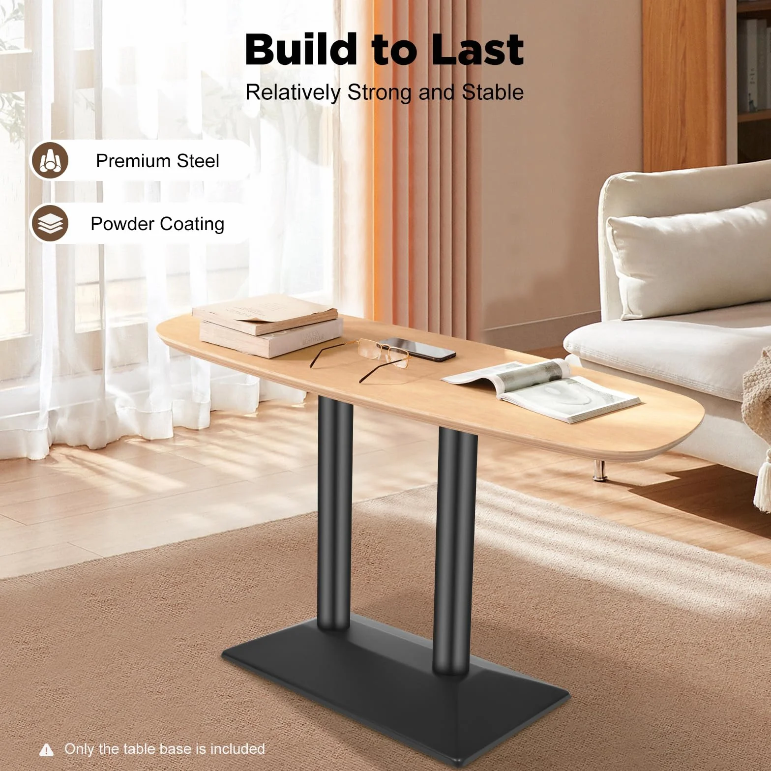 Marco de mesa doble de acero de 72 cm, con 4 tornillos de nivelación y capacidad de carga de 800 kg, con revestimiento de polvo, color negro (70 x 40 cm), para restaurantes/oficinas/hogar