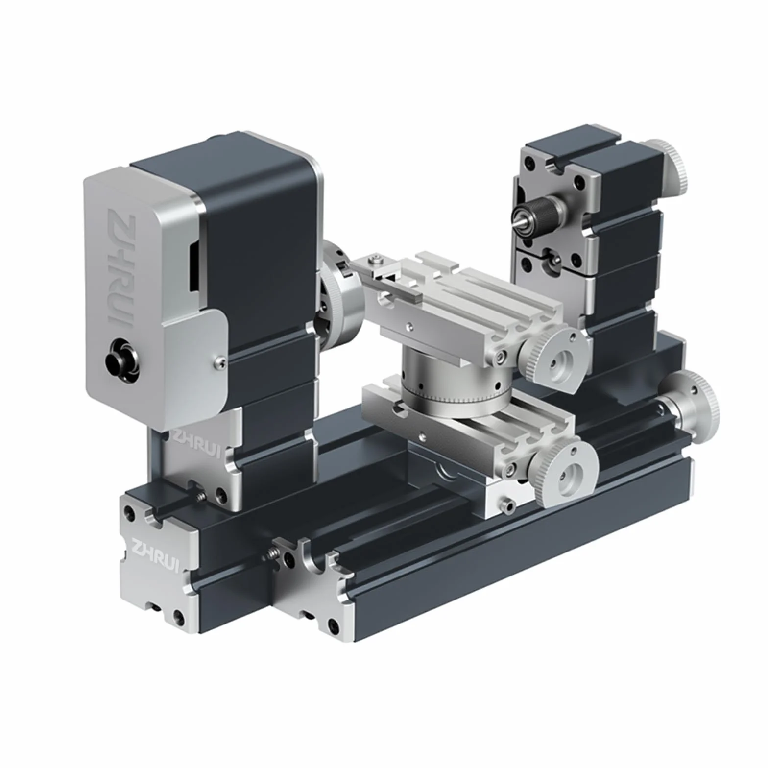 Mini torno de metal 60W 12,000 RPM, herramienta de máquina de 4 ejes para metal blando, madera, acrílico, plástico, mini torno de precisión con guarda de seguridad, indexador rápido, escala de