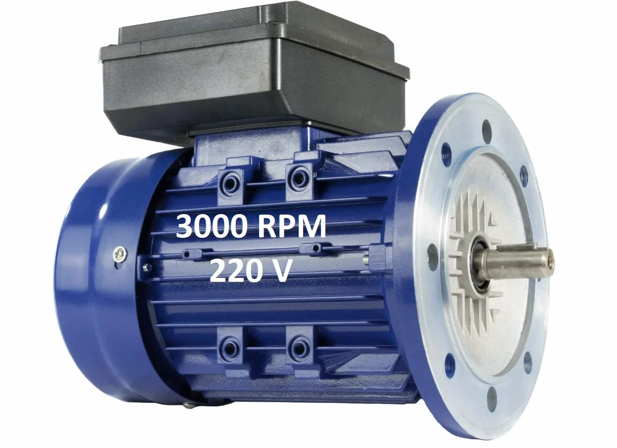 MOTOR ELECTRICO MONOFASICO 1,1KW / 1,5CV 220V 3000RPM B5 (BRIDA 200mm) TAMAÑO 80 - EJE 19mm ALTO PAR DE ARRANQUE ALREN