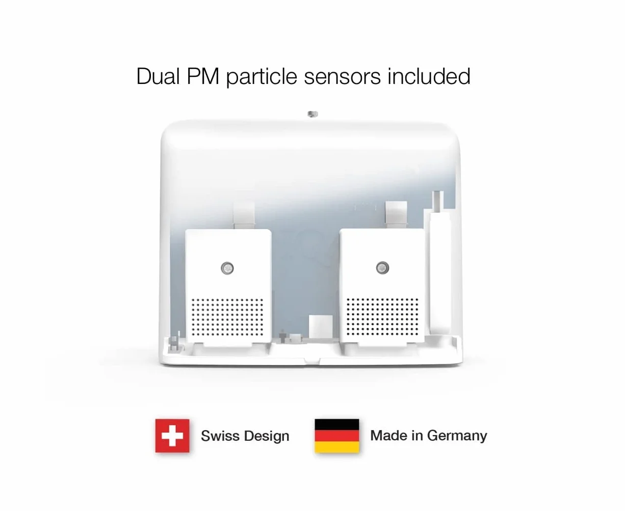 Medidor de Contaminación del Aire Exterior [PM1, PM2.5, PM10, Temperatura, Humedad, Presión Atmosférica, CO2], Smart Air Quality Monitor [Wi-Fi, WLAN, App], Monitor de Calidad del Aire Exterior